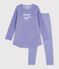Camicia da notte e leggings bambina in ciniglia viola/bianco