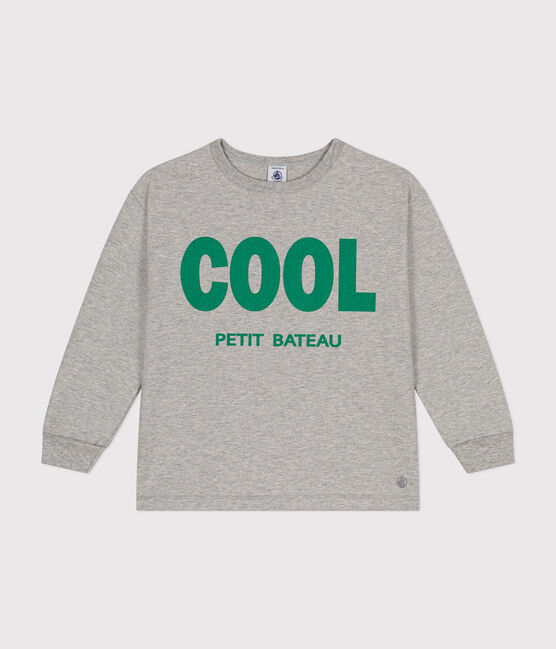 T-shirt a maniche lunghe in jersey sottile bambino grigio CHATON CHINE