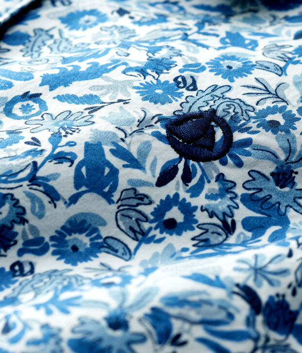 Camicia in popeline bambino bianco/multicolore