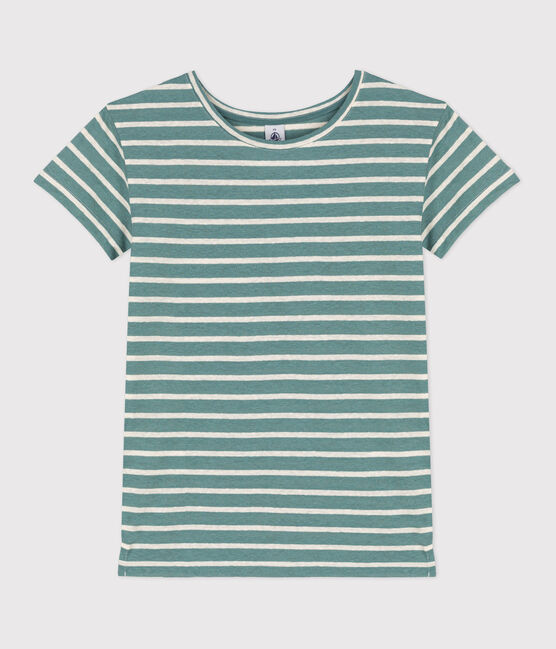 T-shirt TAGLIO REGULAR in cotone e lino Donna verde BRUT/bianco AVALANCHE