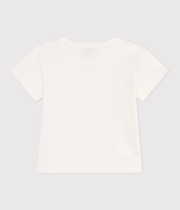 T-shirt a maniche corte in cotone tinta unita neonato bianco
