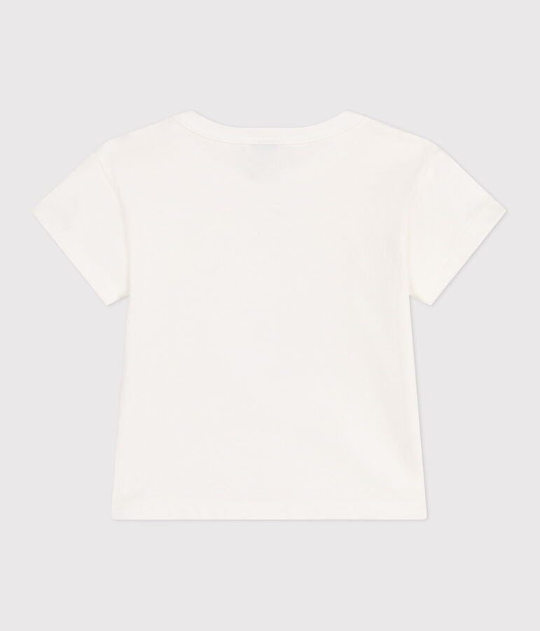 T-shirt a maniche corte in cotone tinta unita neonato bianco