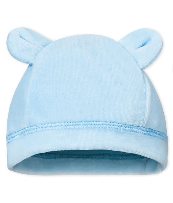 Cuffietta nascita bebè unisex velluto blu FRAICHEUR