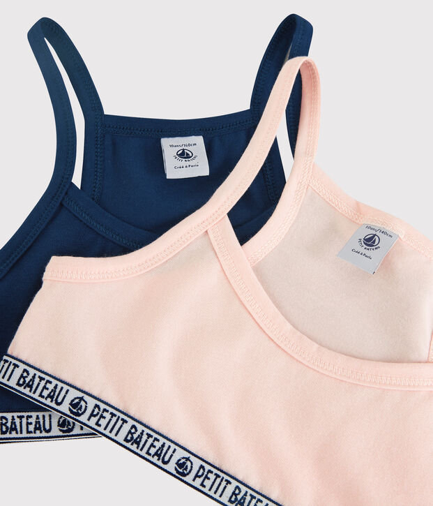 Confezione da 2 brassi&egrave;re sportive bambina in cotone biologico multicolore
