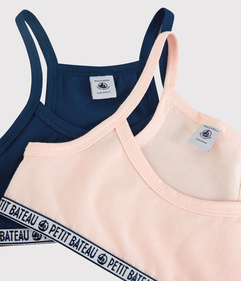 Confezione da 2 brassi&egrave;re sportive bambina in cotone biologico multicolore