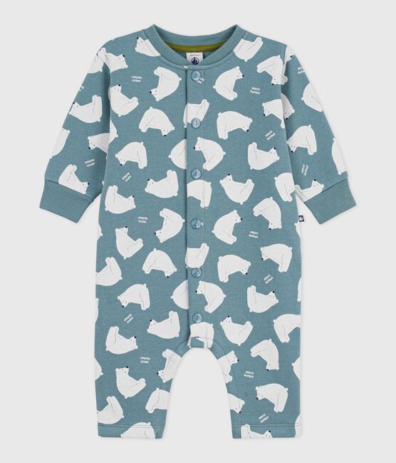 Tutina lunga in cotone con orso bianco stampato neonato grigio GOBELIN/ MULTICO
