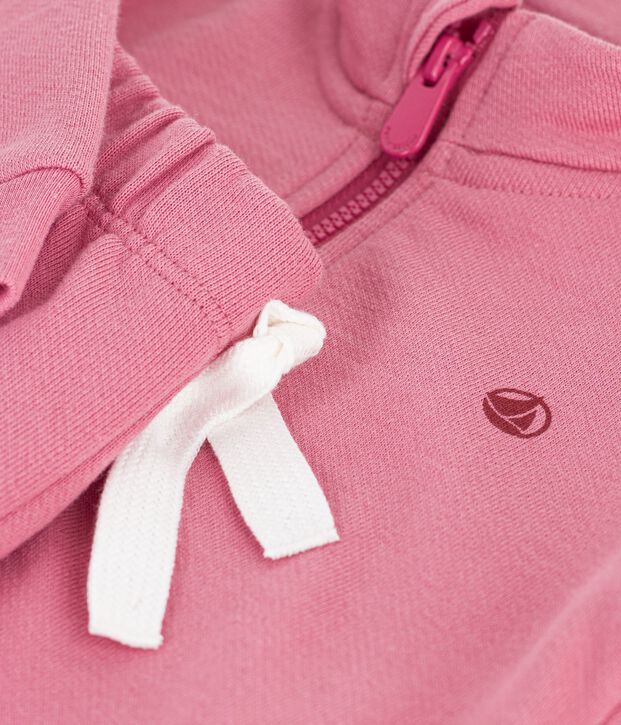 Set per neonato composto da felpa e pantaloni in cotone tinta unita rosa