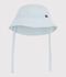Cappellino in seersucker con laccetti da annodare neonato blu/bianco