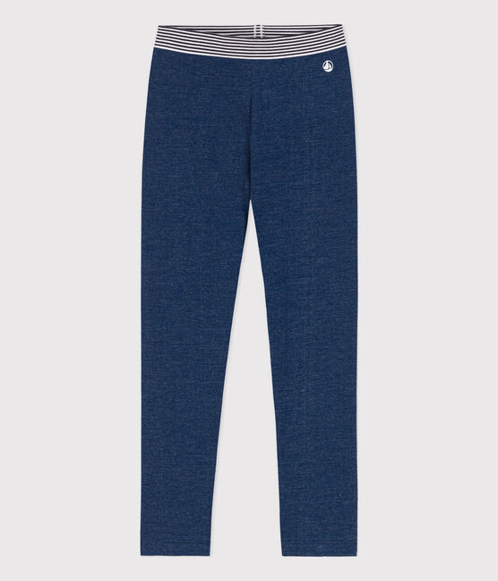 Jeggings in tessuto felpato effetto denim bambina blu MEDIEVAL/beige ECRU