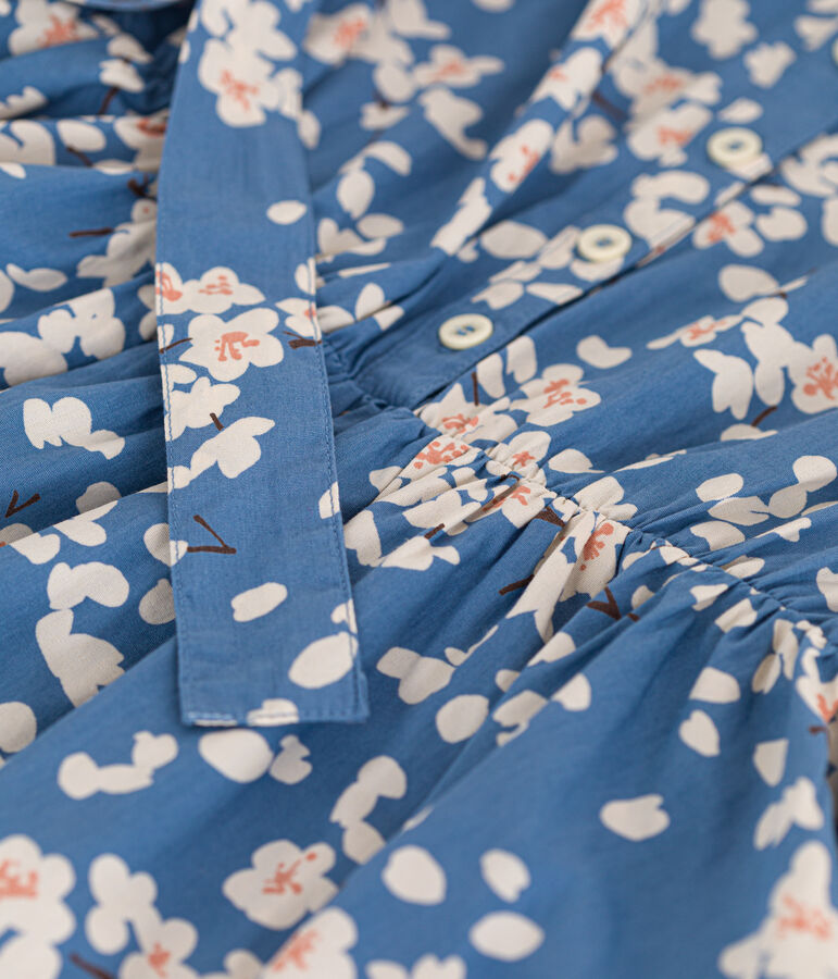 Abito stampato senza maniche in popeline bambina blu/multicolore