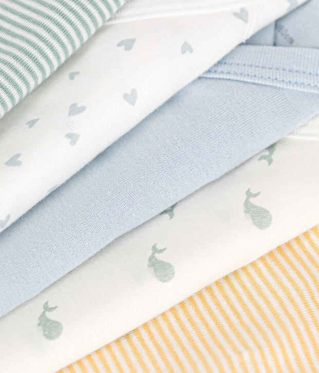 Confezione da 5 body incrociati a maniche lunghe in cotone neonato multicolore