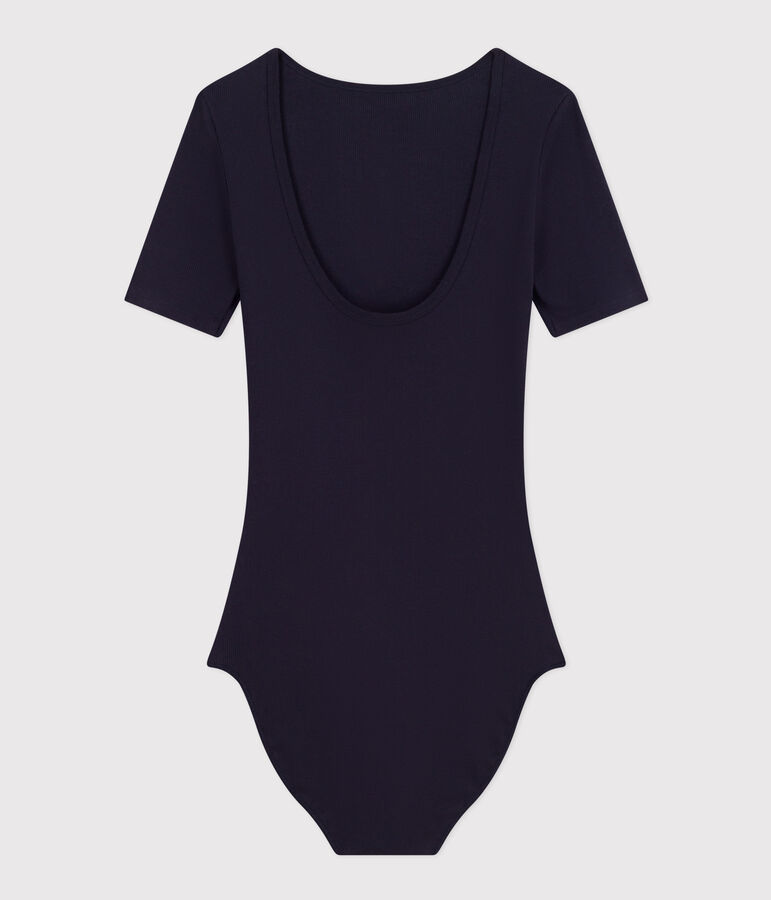 Body in cotone ed elastan donna blu