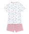 Pigiama corto bambino stampato e rigato bianco MARSHMALLOW/bianco MULTICO