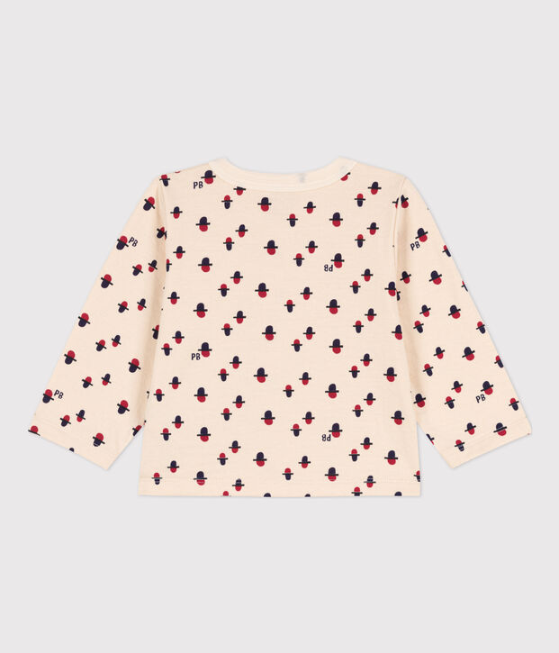 Cardigan a fantasia in tubique beb&egrave; ecru/multicolore