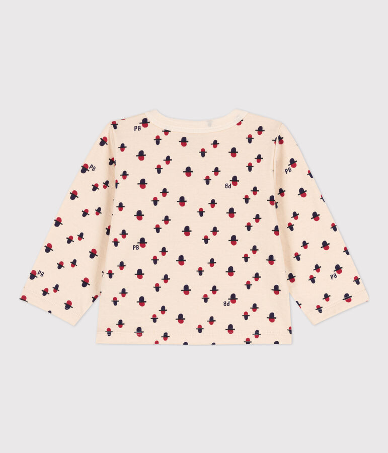 Cardigan a fantasia in tubique beb&egrave; ecru/multicolore