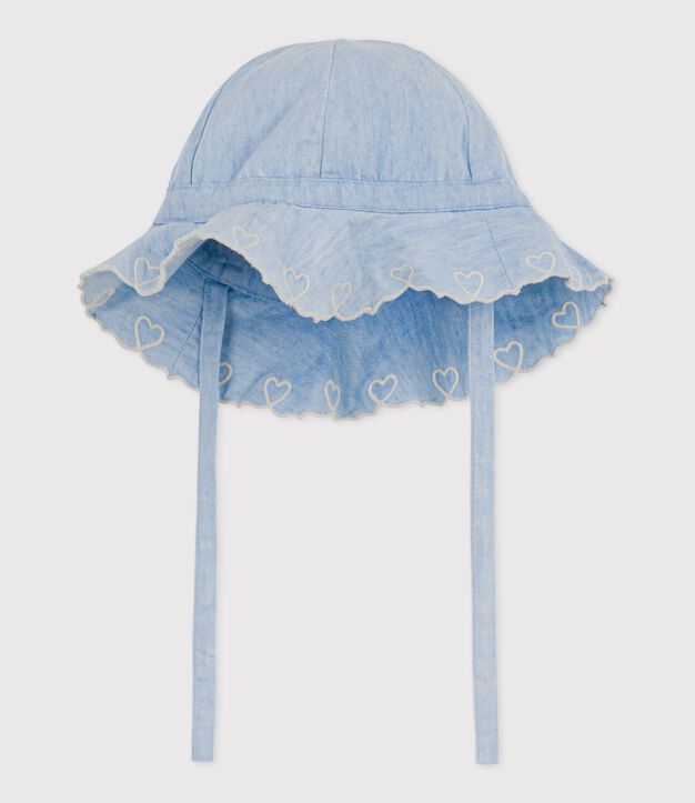 Cappellino in chambray neonata blu
