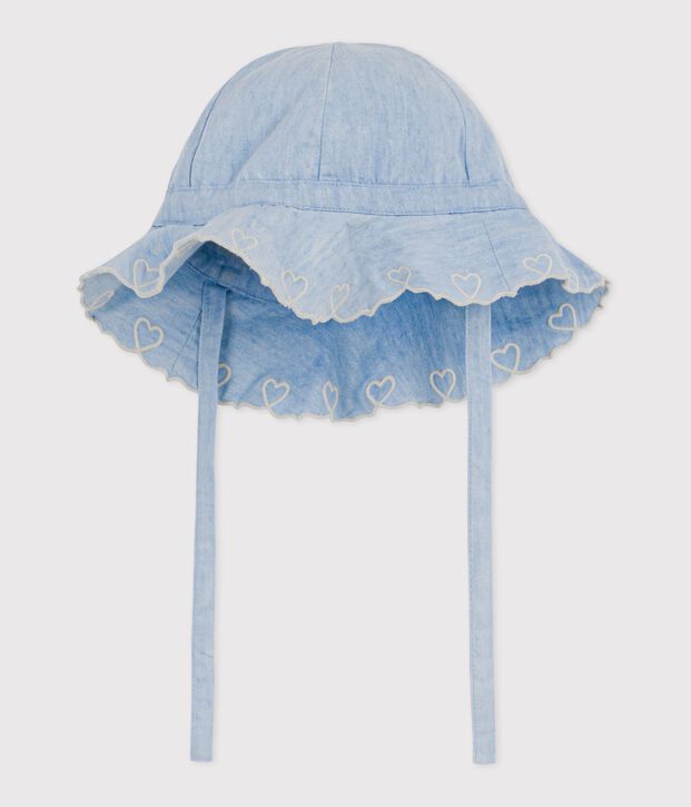 Cappellino in chambray neonata blu