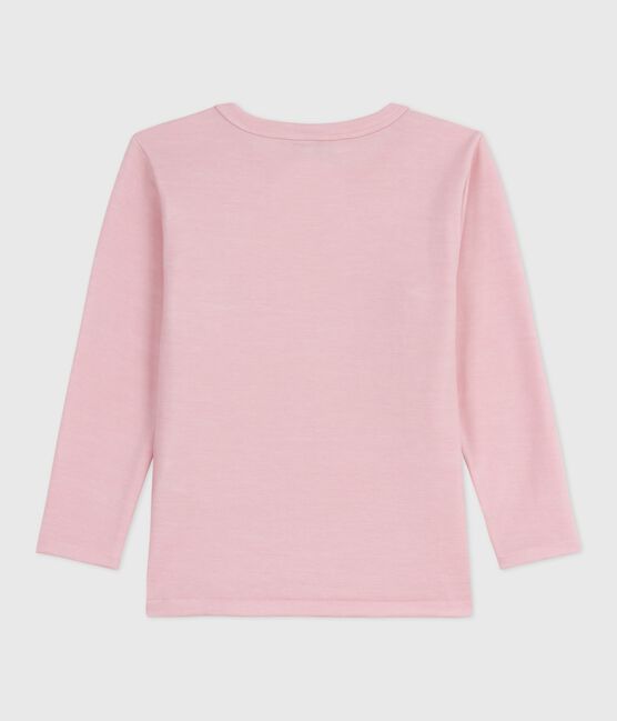 T-shirt a maniche lunghe in lana e cotone tinta unita bambino rosa JOLI