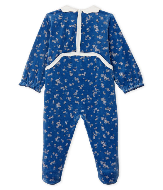 Tutina bebé femmina in ciniglia blu MAJOR/bianco MARSHMALLOW