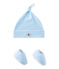 Coordinato cappellino nascita + scarpine bebé blu FRAICHEUR/bianco ECUME