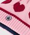 Cuffietta in maglia jacquard foderata in pile bambino rosa/rosso