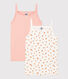 Confezione da 2 canotte con spalline arancioni in cotone bambina