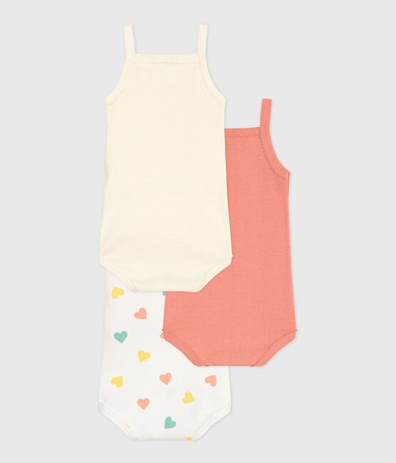 Set da 3 body con spalline in cotone a cuori neonato variante 1