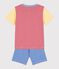 Pigiama corto millerighe rosso, blu e giallo bambino in cotone rosso PEPS/bianco MULTICO