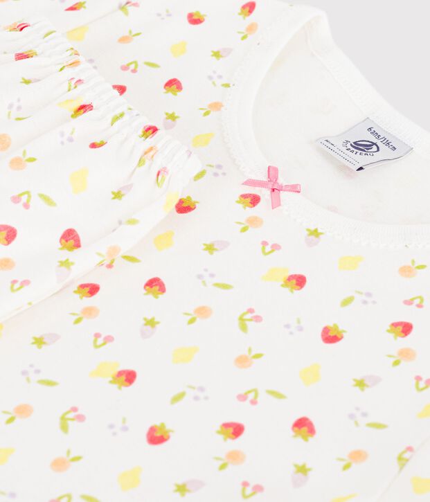 Pigiama capri in cotone con stampa di frutti bambino bianco/multicolore