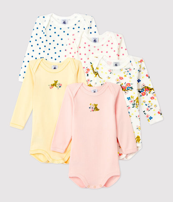 Confezione da 5 body a maniche lunghe bebè femmina in cotone variante 1