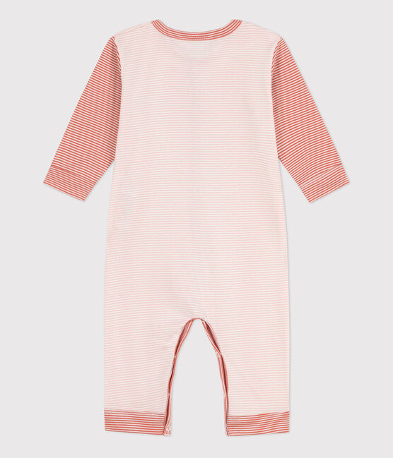 Tutina pigiama senza piedi in cotone millerighe SALINE/ MARSHMALLOW