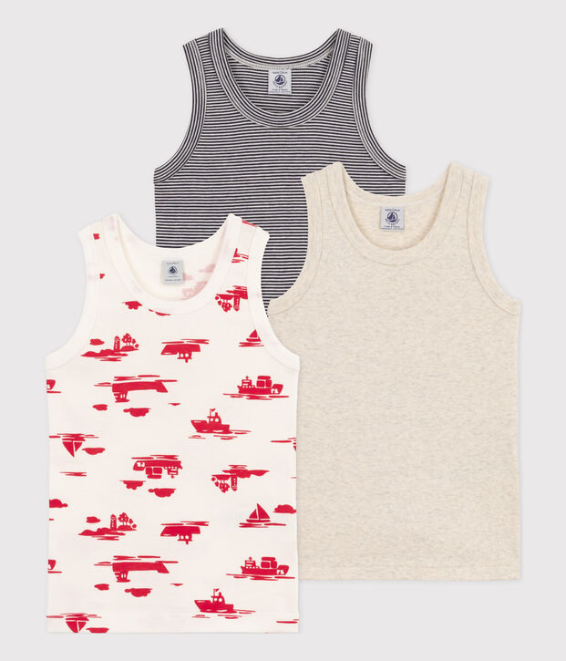 Confezione da 3 canottiere bambino in cotone Le Havre multicolore