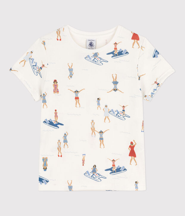 T-shirt stampata a maniche corte bambina bianco/multicolore
