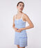 Pigiama corto in cotone a righe con spalline sottili donna bianco MARSHMALLOW/blu PERSE