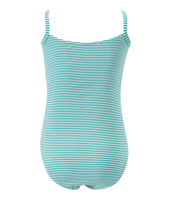 Costume da bagno bambina intero rigato verde FLAG/bianco LAIT