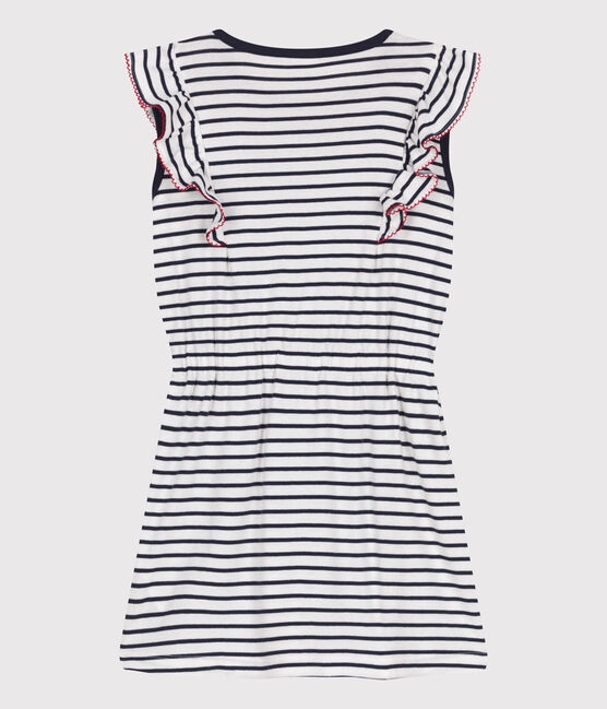 Abito senza maniche in cotone a righe bambina bianco MARSHMALLOW/blu SMOKING