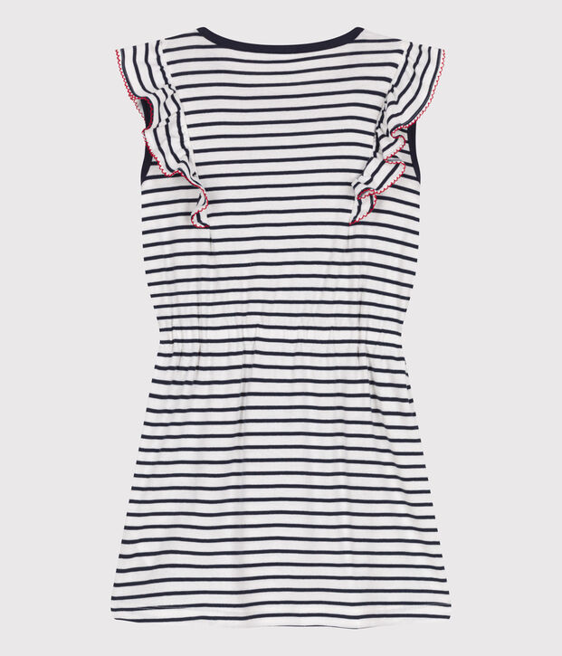 Abito senza maniche in cotone a righe bambina bianco/blu