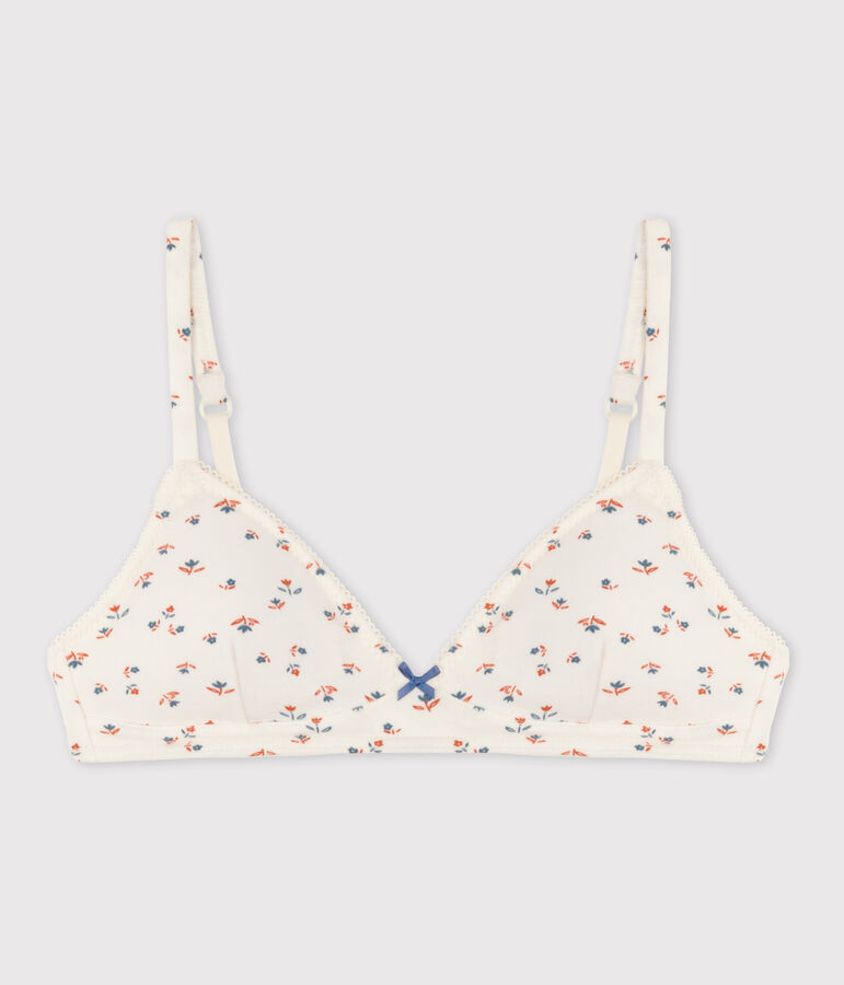 Reggiseno imbottito fiore da ragazza in cotone ed elastan bianco MARSHMALLOW/bianco MULTICO
