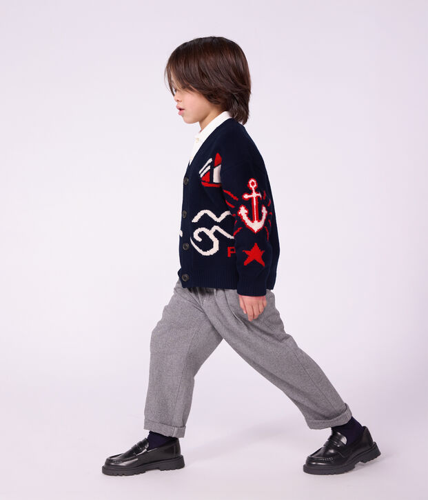 Pantaloni con pinces in flanella di cotone bambino grigio