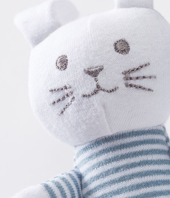 Doudou coniglietto bebè in jersey blu FONTAINE/bianco MARSHMALLOW