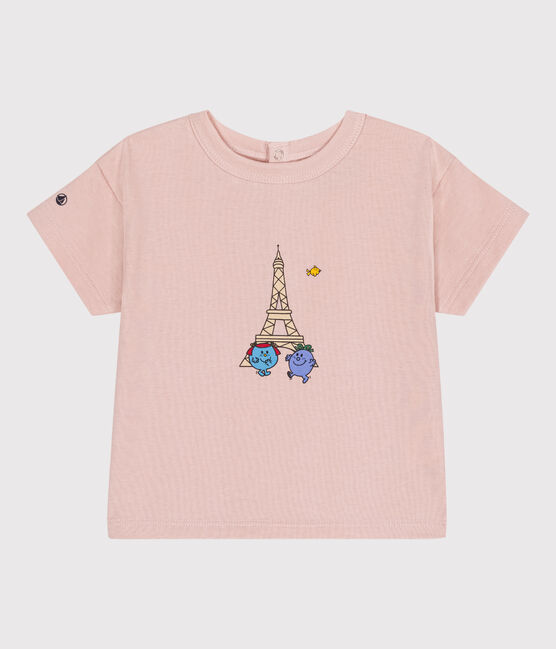 T-shirt Monsieur Madame in cotone neonato rosa SALINE