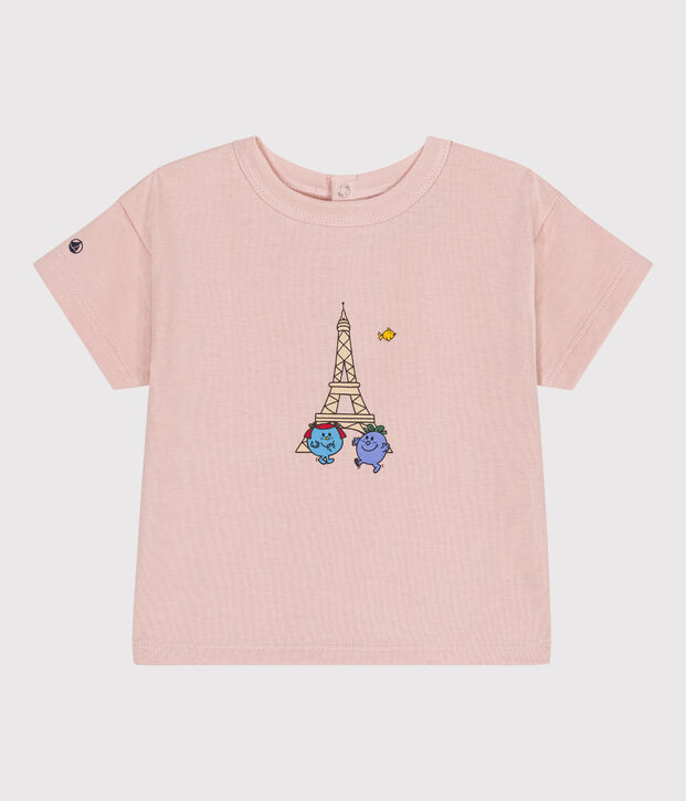 T-shirt Monsieur Madame in cotone neonato rosa