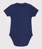Body bebè a manica corta con colletto in cotone blu CHALOUPE