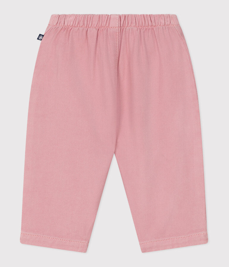 Pantaloni in morbido cotone tinta unita neonato rosa
