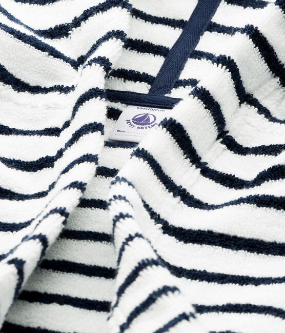 Accappatoio bambino in spugna bianco LAIT/blu MEDIEVAL