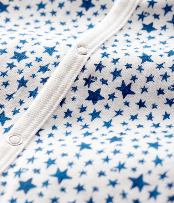 Tutina fantasia a stelle blu bebé in tubique bianco MARSHMALLOW/bianco MULTICO