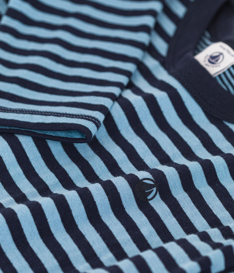 T-shirt maniche lunghe in tubique bambino blu/blu