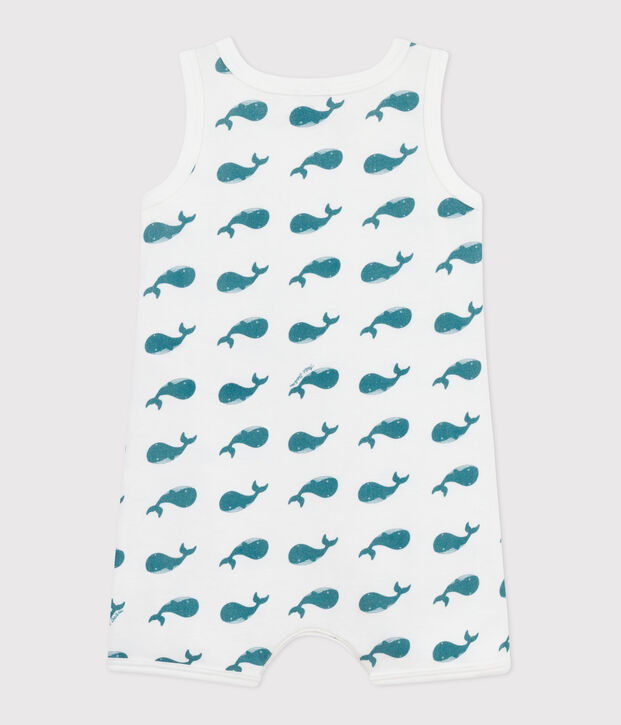 Tutina corta in cotone con balene neonato verde/verde