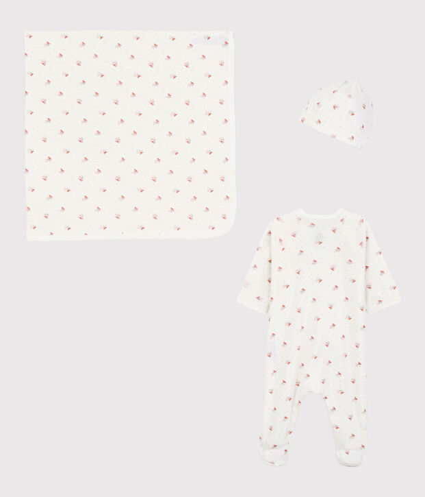 Cofanetto regalo nascita uccellino beb&egrave; in cotone biologico multicolore