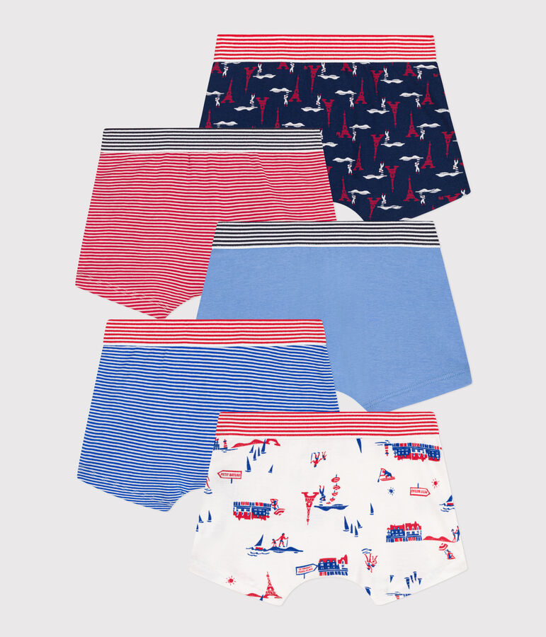 Confezione di 5 boxer bambino in cotone motivo Parigi multicolore